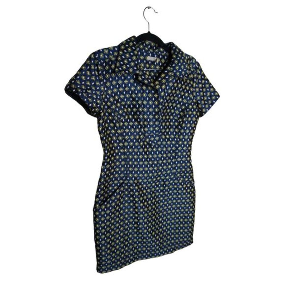 Leon Max Women’s‎ Limited Edition Sz 4 Navy Retro Geometric Retro Sheath Dress